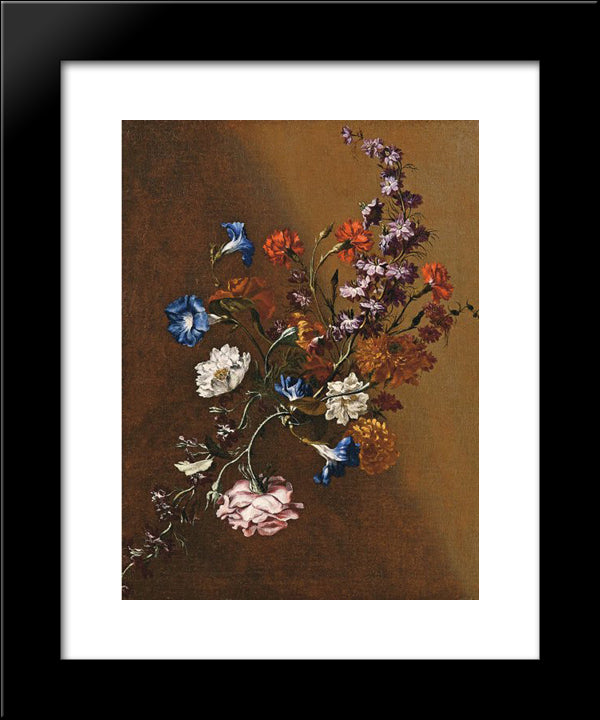 Natura Morta Con Tralcio Di Fiori 20x24 Black Modern Wood Framed Art Print Poster by Nuzzi, Mario