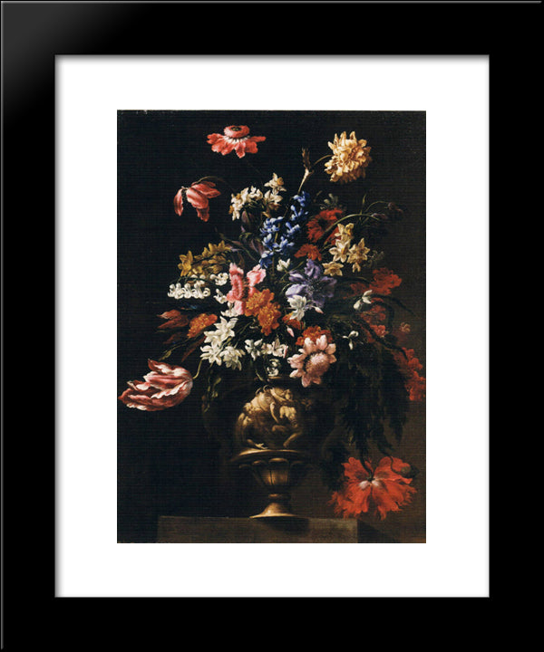 Still Life With A Vase Of Flowers 20x24 Black Modern Wood Framed Art Print Poster by Nuzzi, Mario