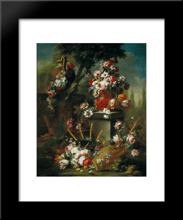 Vase And Flowers 20x24 Black Modern Wood Framed Art Print Poster by Nuzzi, Mario