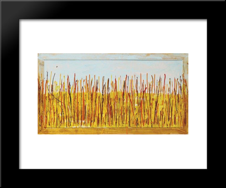 Campo Di Grano 20x24 Black Modern Wood Framed Art Print Poster by Schifano, Mario