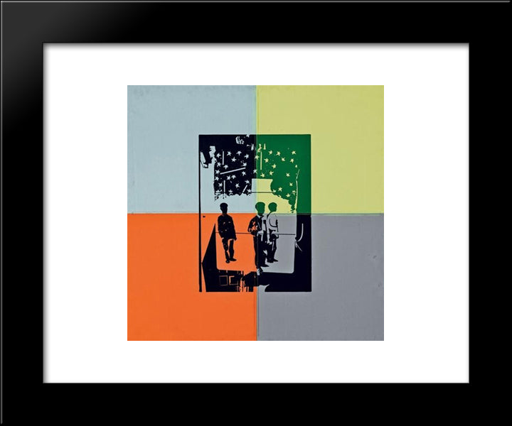 Compagni, Compagni 20x24 Black Modern Wood Framed Art Print Poster by Schifano, Mario