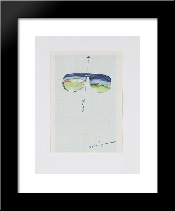 Untitled (Glasses) 20x24 Black Modern Wood Framed Art Print Poster by Schifano, Mario