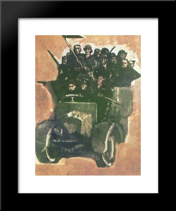 Action Team 20x24 Black Modern Wood Framed Art Print Poster by Sironi, Mario