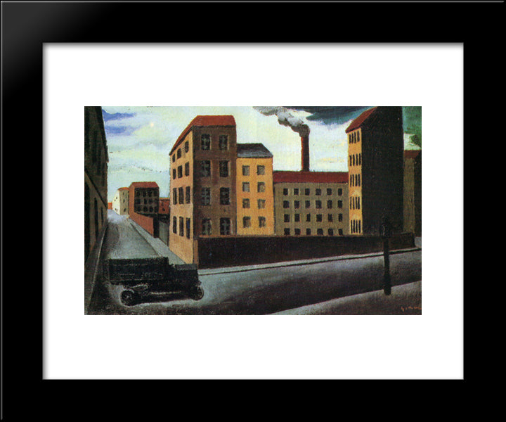 Cityscape With Truck 20x24 Black Modern Wood Framed Art Print Poster by Sironi, Mario
