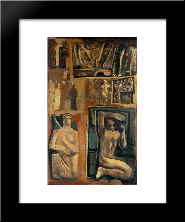 Composition 20x24 Black Modern Wood Framed Art Print Poster by Sironi, Mario