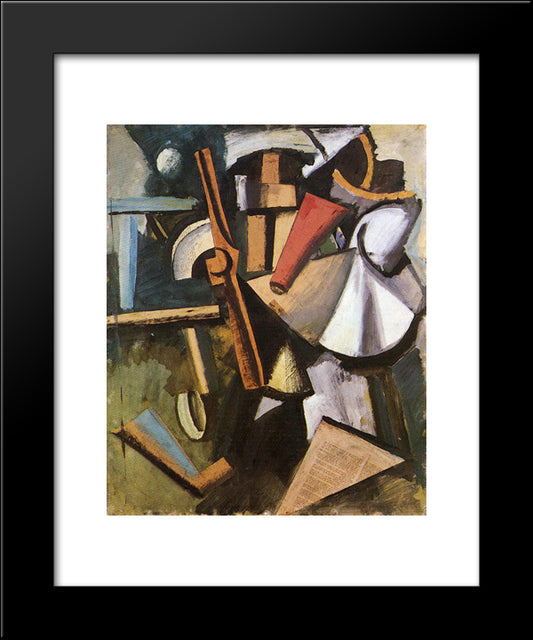 Composition With Propeller 20x24 Black Modern Wood Framed Art Print Poster by Sironi, Mario