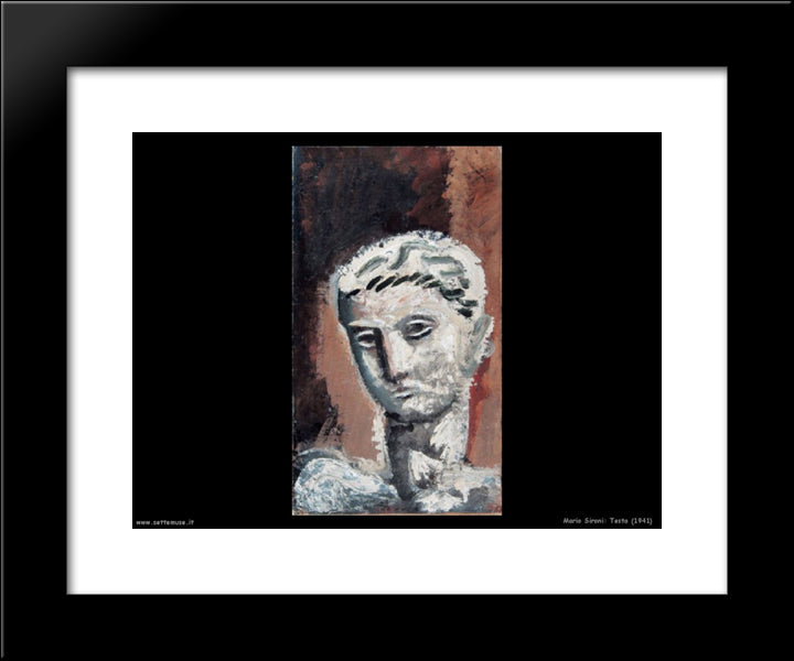 Head 20x24 Black Modern Wood Framed Art Print Poster by Sironi, Mario