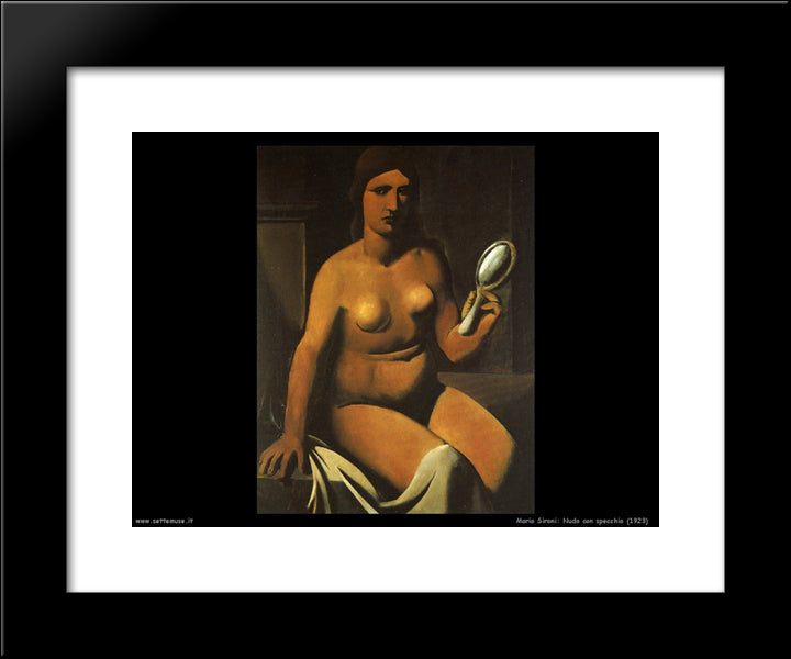 Nude With Mirror 20x24 Black Modern Wood Framed Art Print Poster by Sironi, Mario