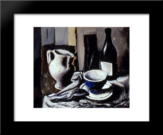 Still Life With Blue Cup 20x24 Black Modern Wood Framed Art Print Poster by Sironi, Mario