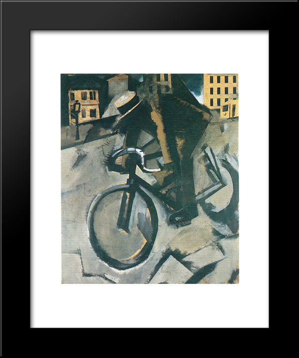 The Cyclist 20x24 Black Modern Wood Framed Art Print Poster by Sironi, Mario