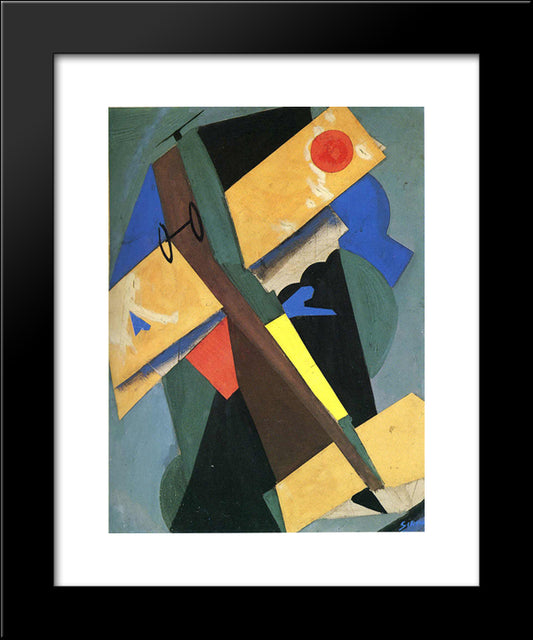 The Plane 20x24 Black Modern Wood Framed Art Print Poster by Sironi, Mario