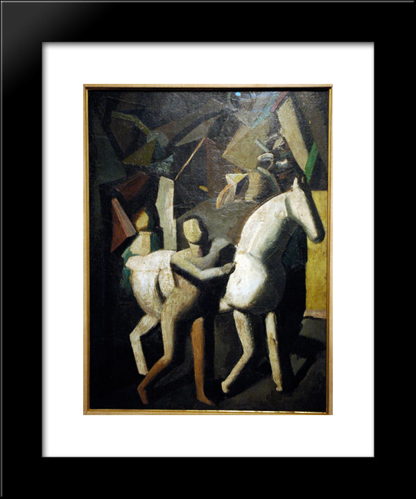 The White Horse 20x24 Black Modern Wood Framed Art Print Poster by Sironi, Mario