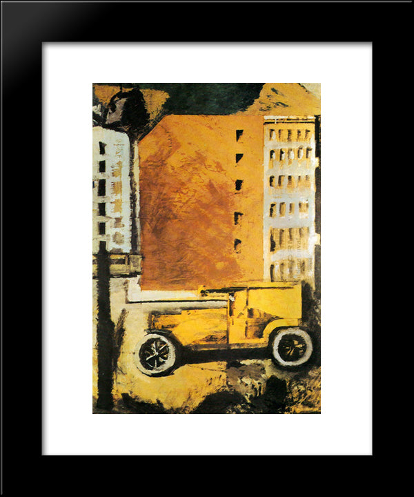 The Yellow Truck 20x24 Black Modern Wood Framed Art Print Poster by Sironi, Mario