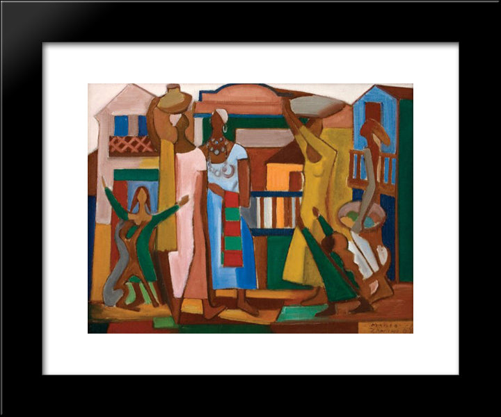 Composition With Figures 20x24 Black Modern Wood Framed Art Print Poster by Zanini, Mario