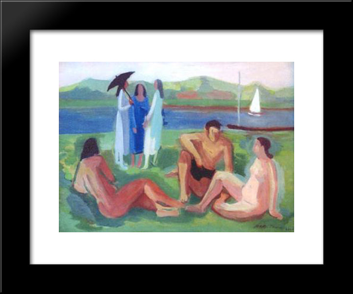 Figuras No Tiete 20x24 Black Modern Wood Framed Art Print Poster by Zanini, Mario