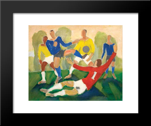 Football 20x24 Black Modern Wood Framed Art Print Poster by Zanini, Mario