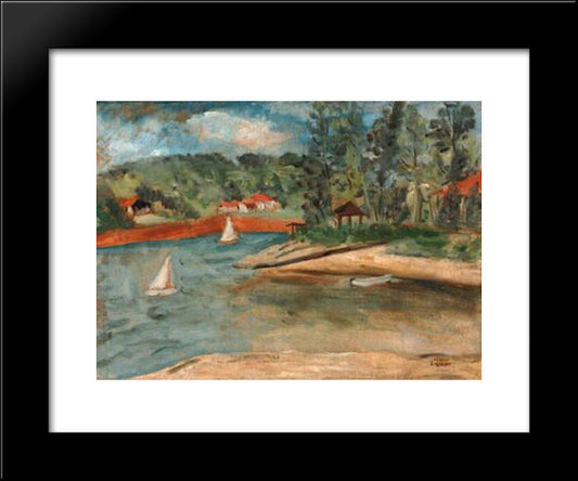 Paisagem Da Represa De Sto Amaro 20x24 Black Modern Wood Framed Art Print Poster by Zanini, Mario