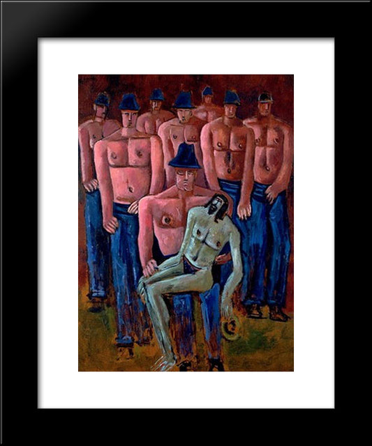 Christ Held By Half-Naked Men 20x24 Black Modern Wood Framed Art Print Poster by Hartley, Marsden