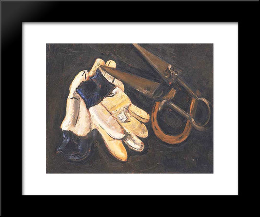Gardener'S Gloves And Shears 20x24 Black Modern Wood Framed Art Print Poster by Hartley, Marsden