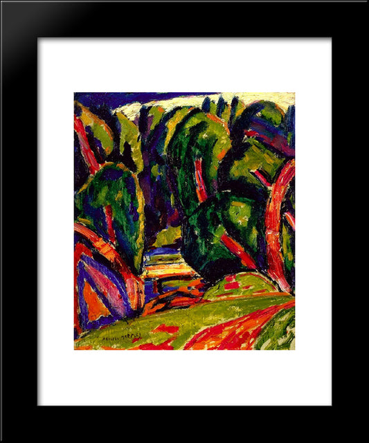 Red Tree 20x24 Black Modern Wood Framed Art Print Poster by Hartley, Marsden