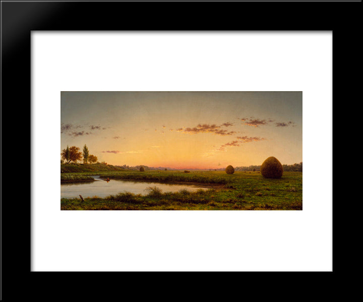 Haystacks On The Newburyport Marshes 20x24 Black Modern Wood Framed Art Print Poster by Heade, Martin Johnson