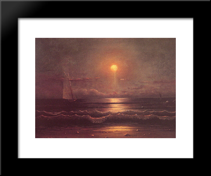 Sailing By Moonlight 20x24 Black Modern Wood Framed Art Print Poster by Heade, Martin Johnson