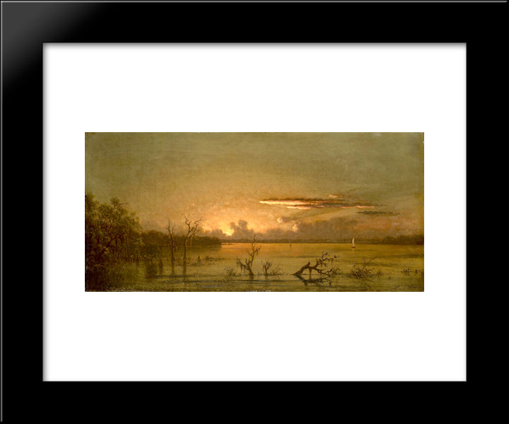 Twilight On The St. Johns River 20x24 Black Modern Wood Framed Art Print Poster by Heade, Martin Johnson