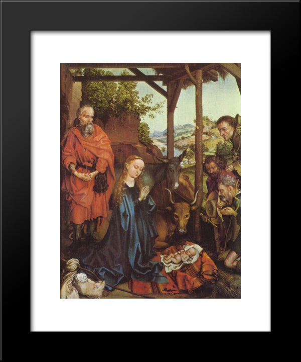 Adoration Of The Shepherds 20x24 Black Modern Wood Framed Art Print Poster by Schongauer, Martin
