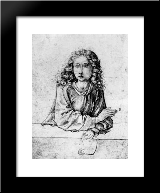 Boy With Scroll 20x24 Black Modern Wood Framed Art Print Poster by Schongauer, Martin