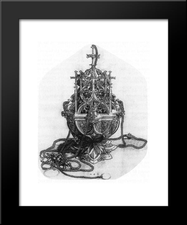 Censer 20x24 Black Modern Wood Framed Art Print Poster by Schongauer, Martin