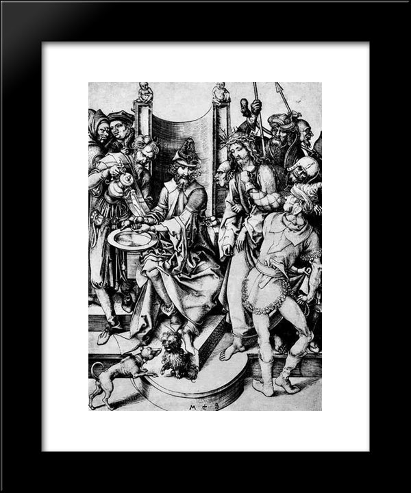 Christ Before Pilate 20x24 Black Modern Wood Framed Art Print Poster by Schongauer, Martin