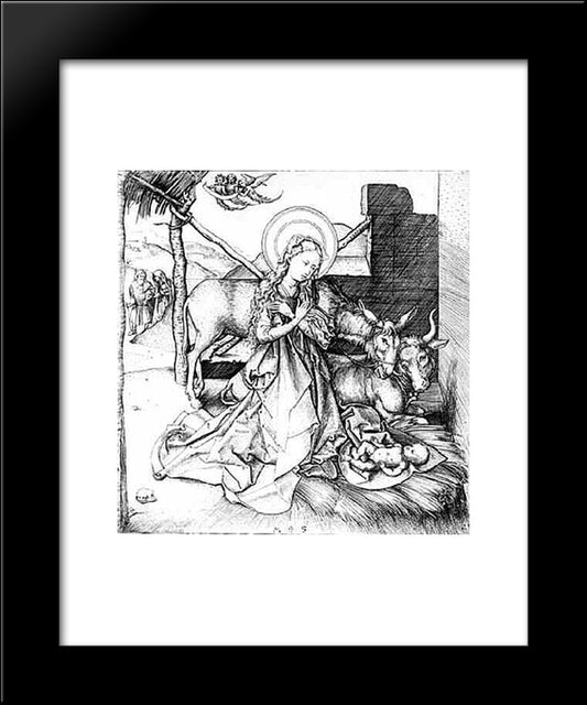 Christ'S Birth 20x24 Black Modern Wood Framed Art Print Poster by Schongauer, Martin