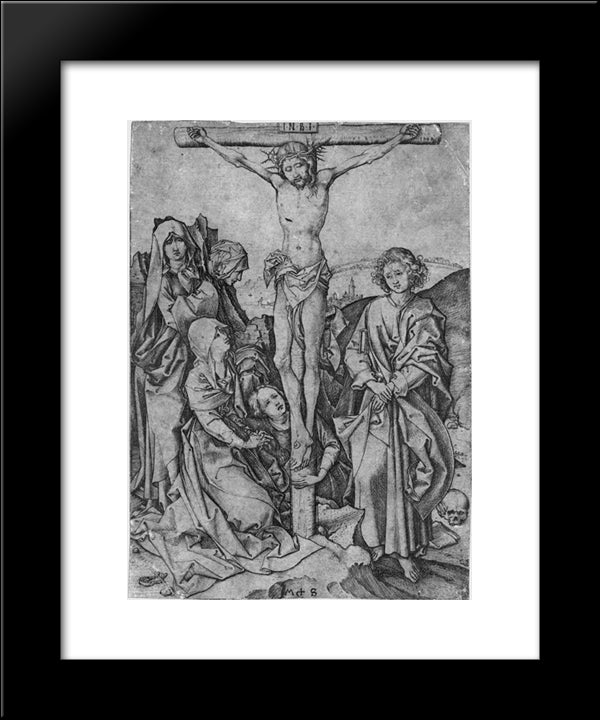 Crusifixion 20x24 Black Modern Wood Framed Art Print Poster by Schongauer, Martin