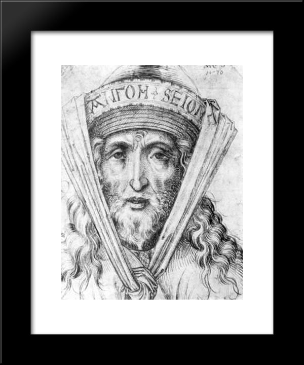 Head Of A High Priest 20x24 Black Modern Wood Framed Art Print Poster by Schongauer, Martin