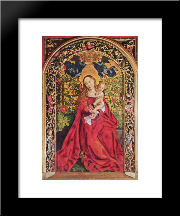 Madonna Of The Rose Bower 20x24 Black Modern Wood Framed Art Print Poster by Schongauer, Martin