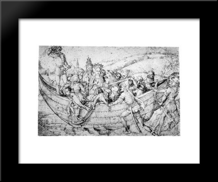 Marter Of St. Ursula 20x24 Black Modern Wood Framed Art Print Poster by Schongauer, Martin
