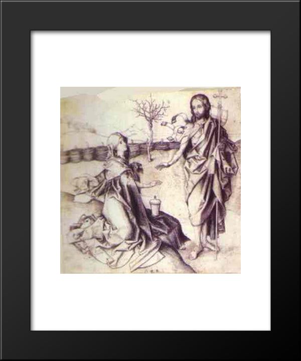 Our Saviour Appearing To Mary Magdalene In The Garden 20x24 Black Modern Wood Framed Art Print Poster by Schongauer, Martin