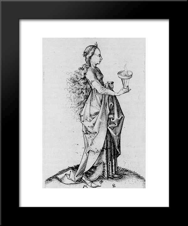 The Fifth Wise Virgin 20x24 Black Modern Wood Framed Art Print Poster by Schongauer, Martin