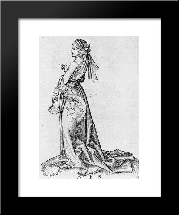 The First Foolish Virgin 20x24 Black Modern Wood Framed Art Print Poster by Schongauer, Martin