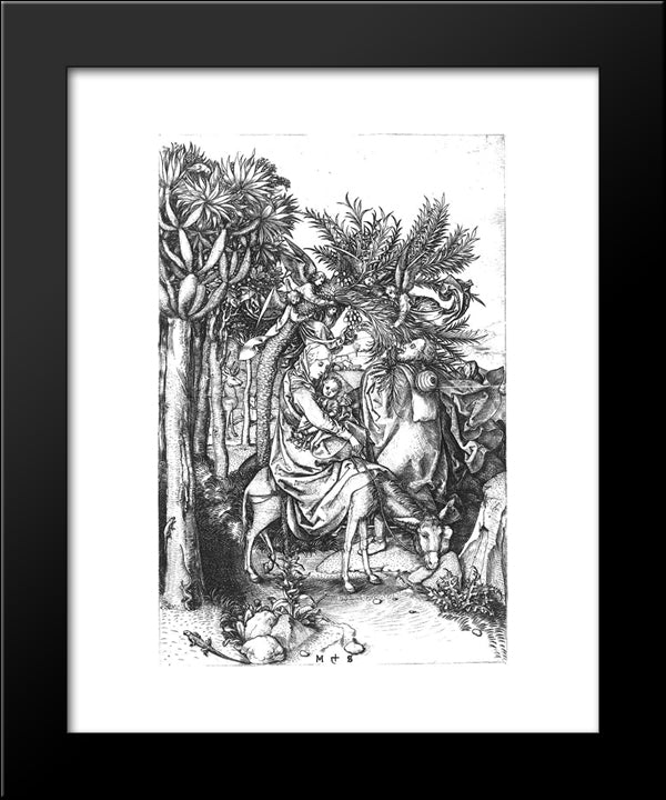 The Flight Into Egypt 20x24 Black Modern Wood Framed Art Print Poster by Schongauer, Martin