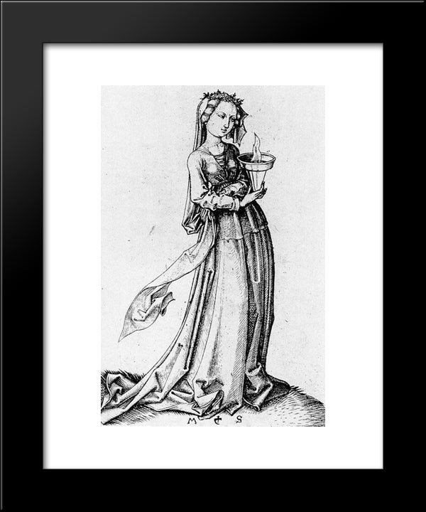 The Fourth Wise Virgin 20x24 Black Modern Wood Framed Art Print Poster by Schongauer, Martin