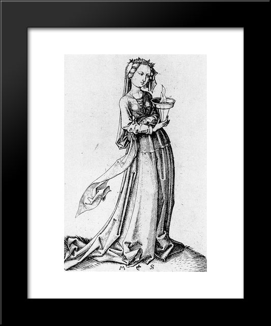 The Fourth Wise Virgin 20x24 Black Modern Wood Framed Art Print Poster by Schongauer, Martin