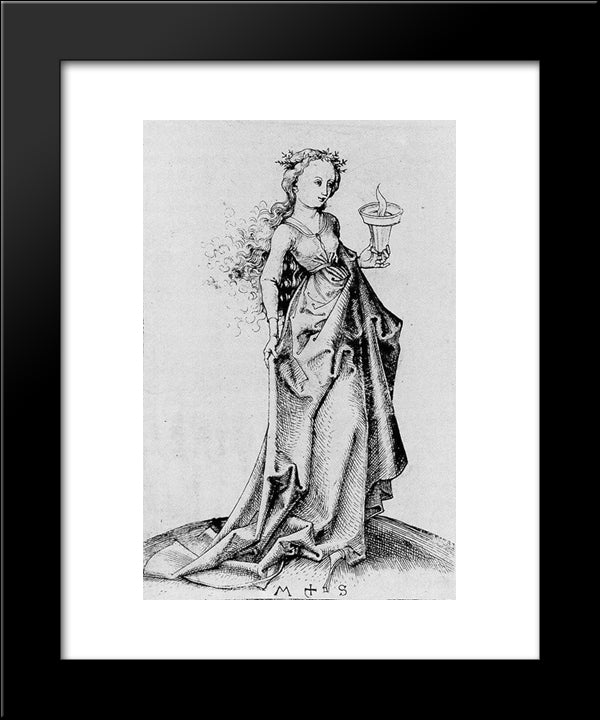 The Second Wise Virgin 20x24 Black Modern Wood Framed Art Print Poster by Schongauer, Martin