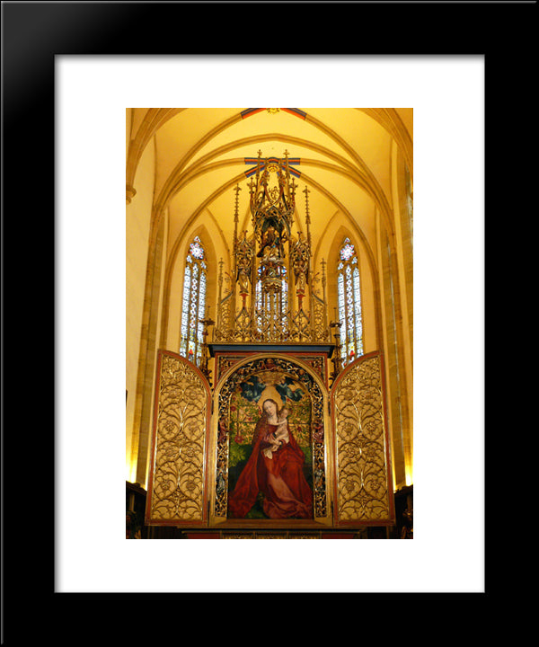 Virgin In The Bush, Colmar 20x24 Black Modern Wood Framed Art Print Poster by Schongauer, Martin