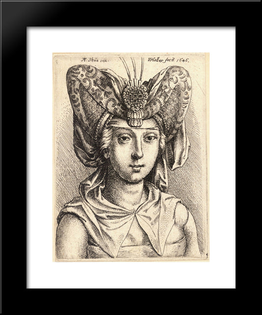 Woman With A Turban 20x24 Black Modern Wood Framed Art Print Poster by Schongauer, Martin