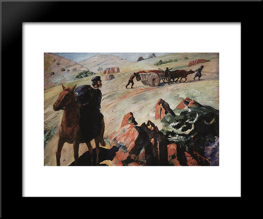 A Meeting Pushkin With Carriage, Carrying The Body Of Griboyedov 20x24 Black Modern Wood Framed Art Print Poster by Saryan, Martiros