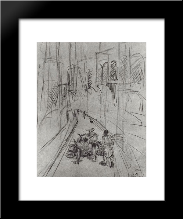 A Street 20x24 Black Modern Wood Framed Art Print Poster by Saryan, Martiros