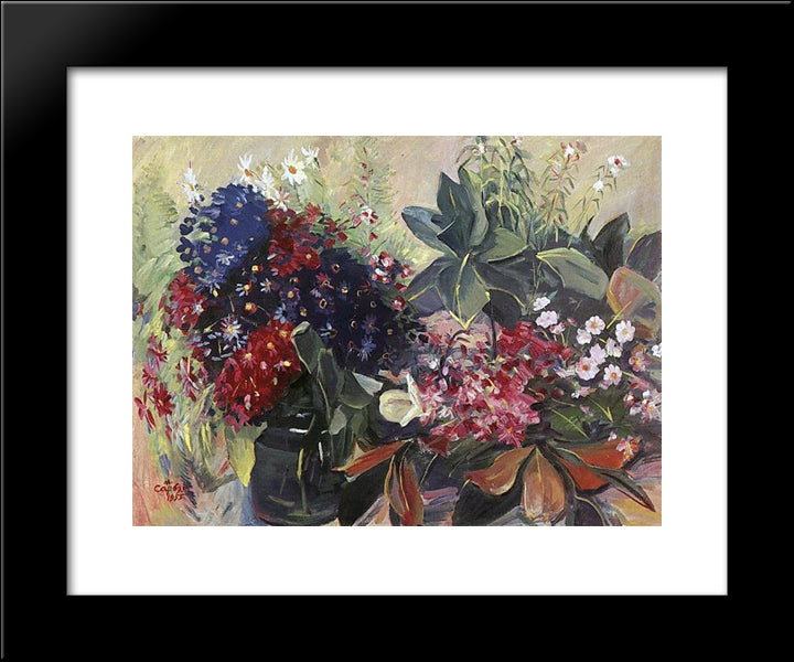 Anniversary Flowers 20x24 Black Modern Wood Framed Art Print Poster by Saryan, Martiros