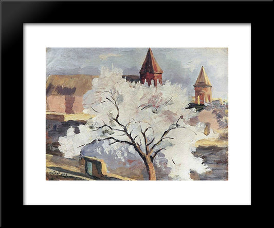 Apricot Tree In Blossom 20x24 Black Modern Wood Framed Art Print Poster by Saryan, Martiros