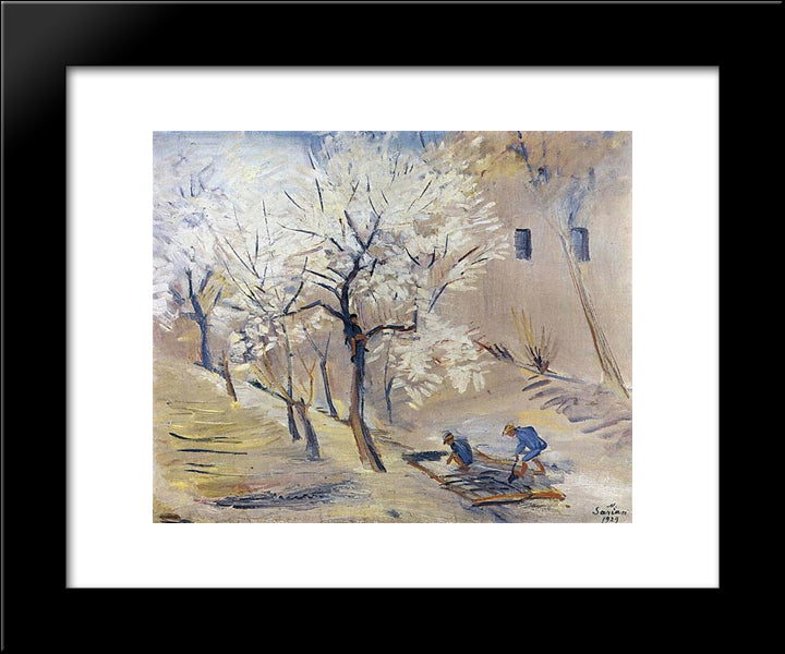 Apricot Trees In Blossom 20x24 Black Modern Wood Framed Art Print Poster by Saryan, Martiros